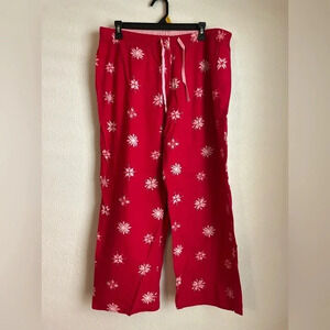 Gap body women’s flannel pink and red with snowflakes pajama pants size L